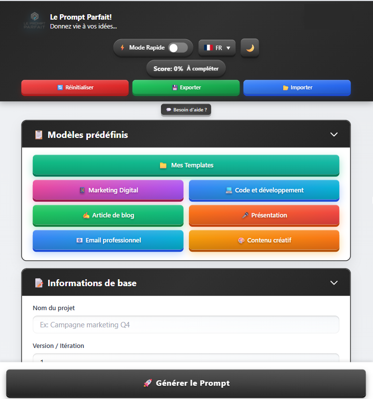Le Prompt Parfait - Application